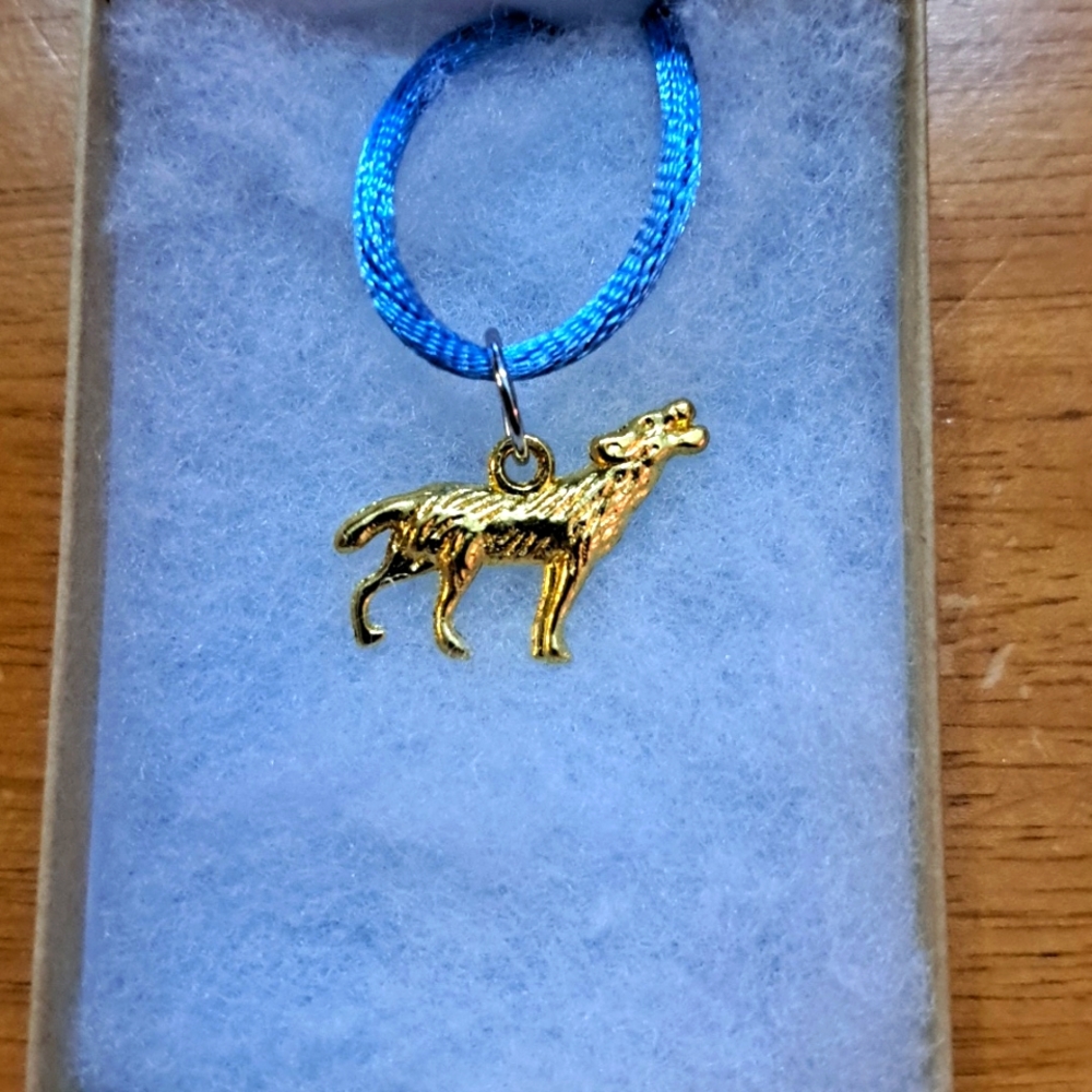 Gold Howling Wolf Necklace